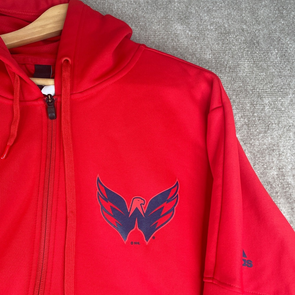 Adidas Washington Capitals‎ NHL Full Zip Hoodie Red Fleece Lined 2XL